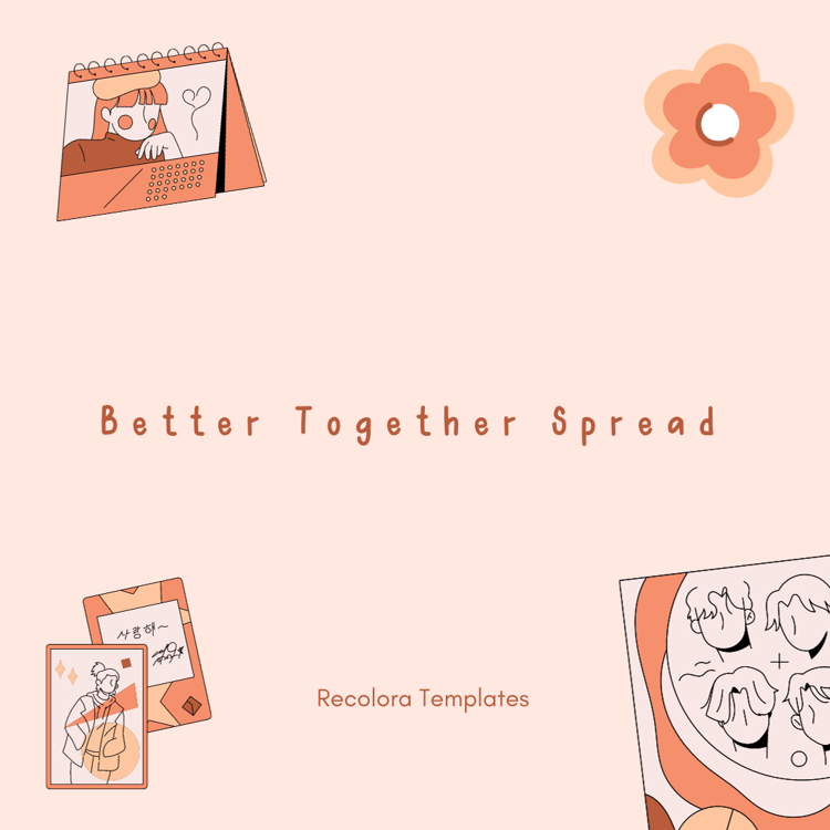 Better Together Spread Font surrounded by K-pop items