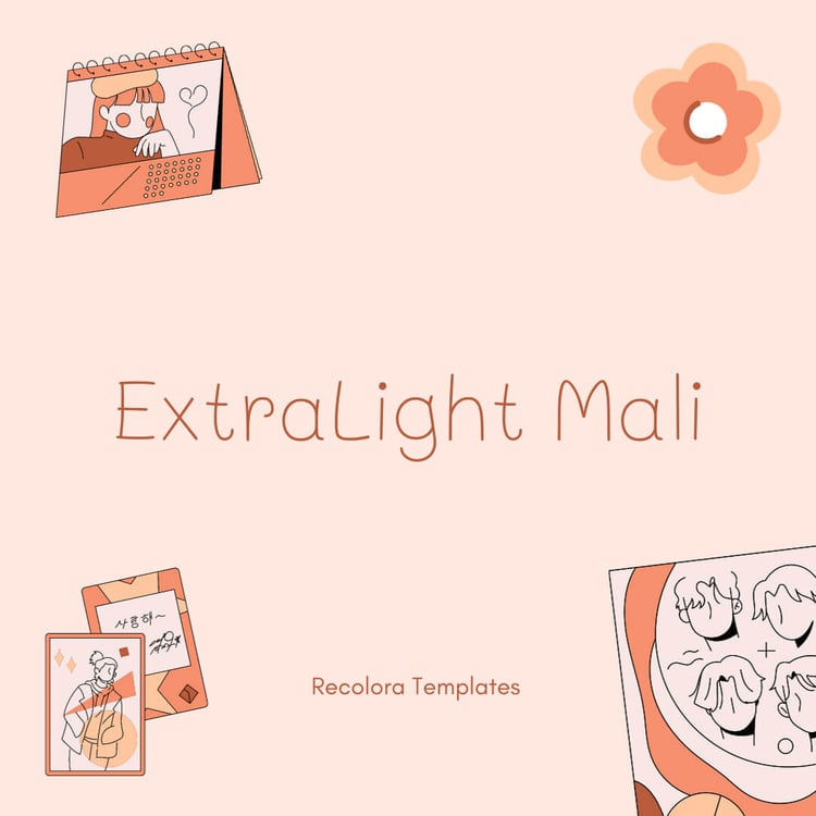 ExtraLight Mali Font surrounded by K-pop items