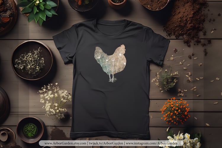 Arbor Garden T-Shirt Chicken Art Unisex Jersey Shirt