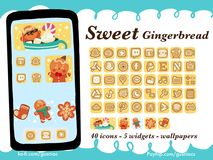 Sweet Gingerbread Icon Sets for iphone ipad android home screen