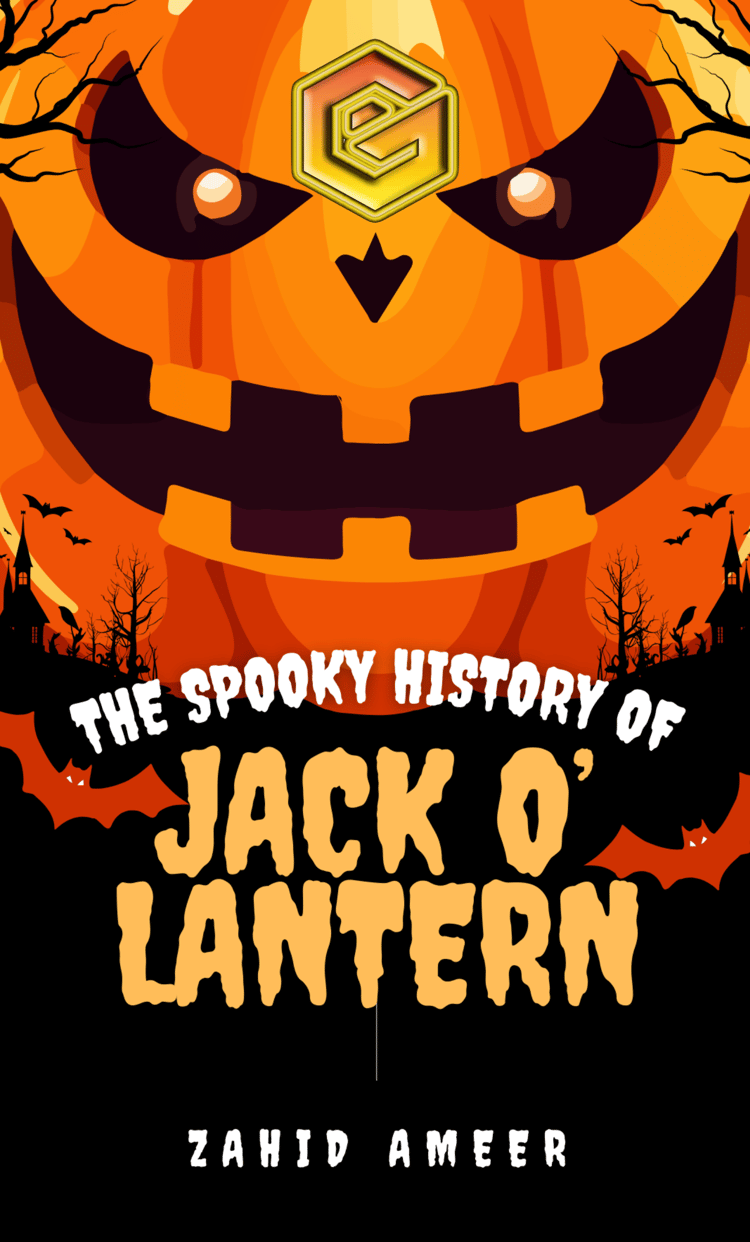 Spooky Jack-O'-Lantern eBook Cover: A close-up of a large, eerie jack-o'-lantern face, glowing in the dark