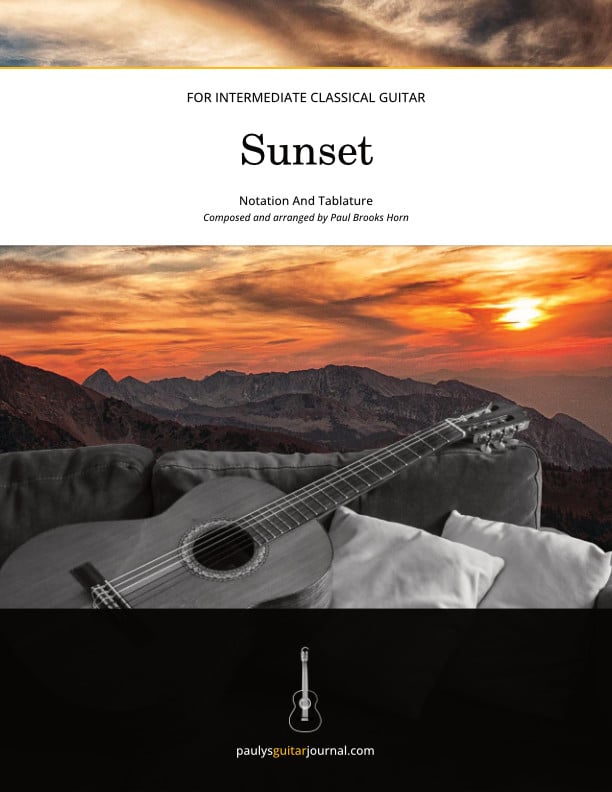 Sunset for guitar tabs sheet music cover