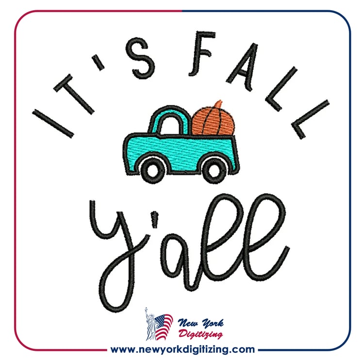 Its fall yall Halloween Embroidery Design by New York Digitizing