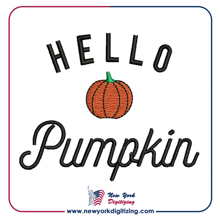 Hello Pumpkin Halloween Embroidery Design By New York Digitizing