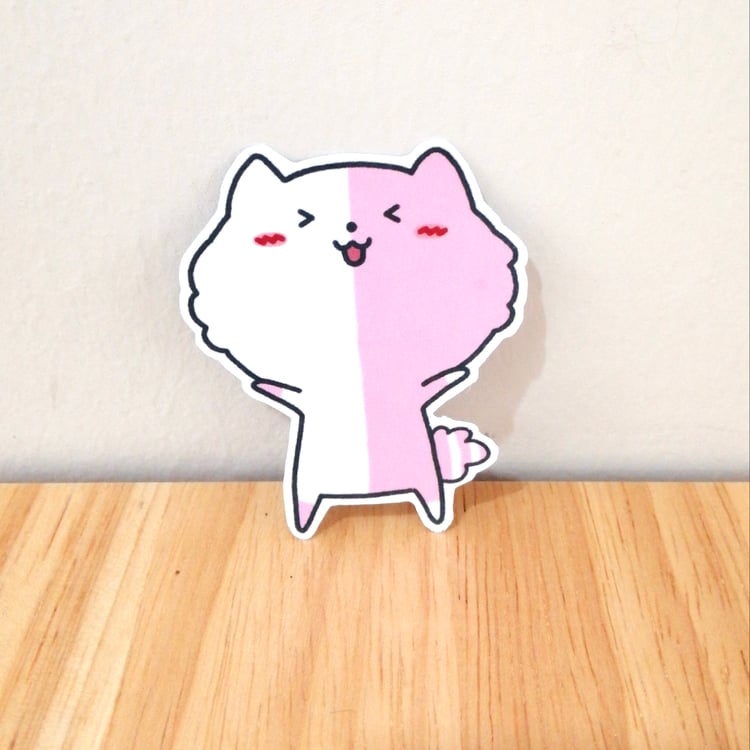Cute cat Stickers | Pink cat Stickers, Kawaii Stickers, Holographic Coating, Sticker Die-cut handmade