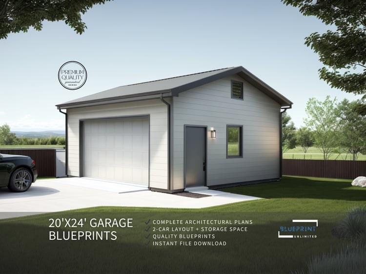 A blueprint of a 20x20 garage.