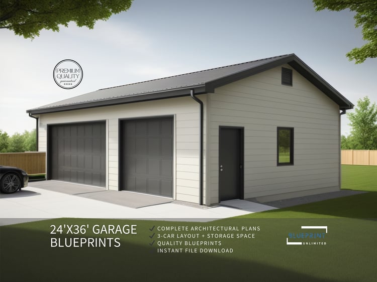 Garage blueprint: detailed plan for constructing a garage.