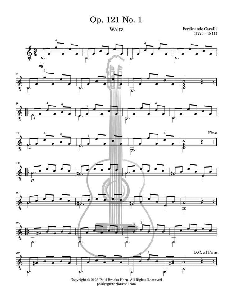 Sheet music for Carullis Op. 121 No. 1
