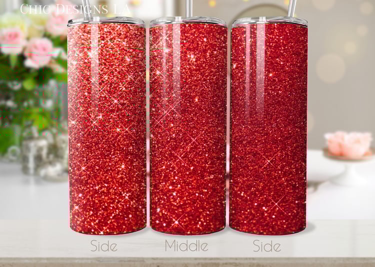 Red glitter tumbler design