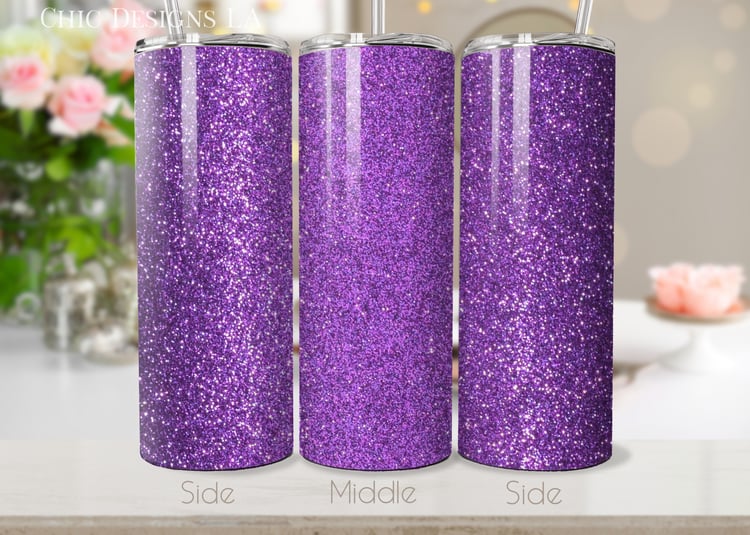 Purple Glitter Tumbler Design