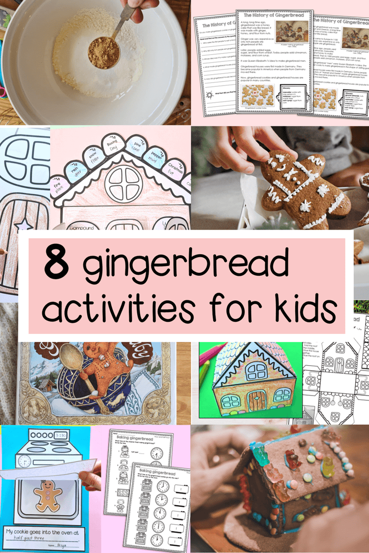 Making gingerbread cookies, gingerbread houses, reading about gingerbread, making gingerbread crafts and playdough.