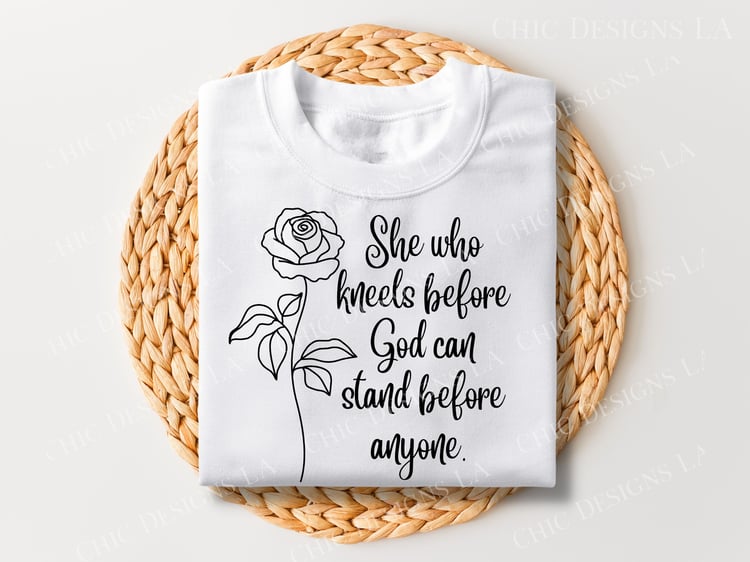 She Who Kneels Christian Png Design