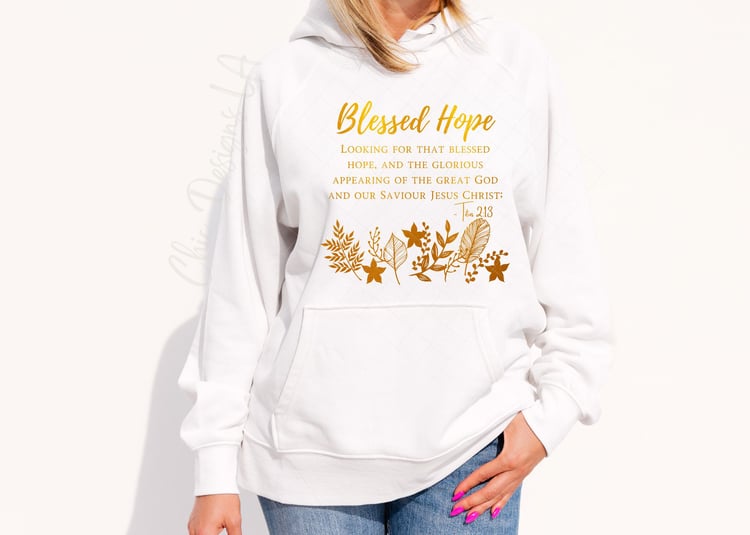 Blessed Hope Christian White Printed Hoodie