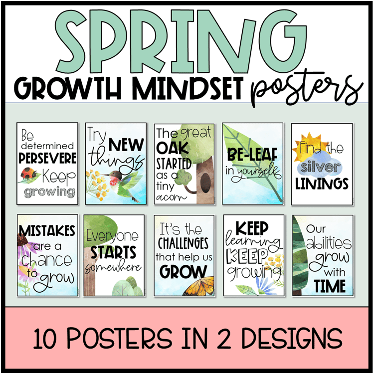 10 posters with nature and growth mindset messages