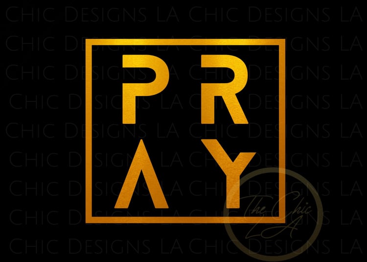 Pray Retro Gold Foil Png Sublimation Design