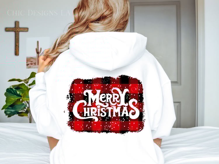 Plaid Merry Christmas White Hoodie