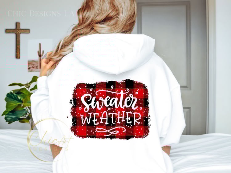 Red Plaid Sweater Weather White Hoodie