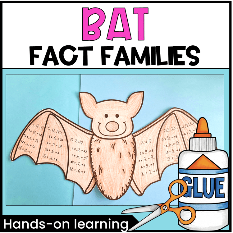 Bat with fact families on the wings.