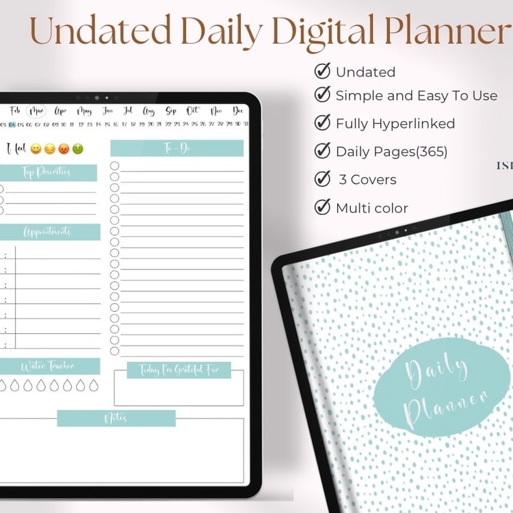 Digital planner, undated digital planner, GoodNotes planner