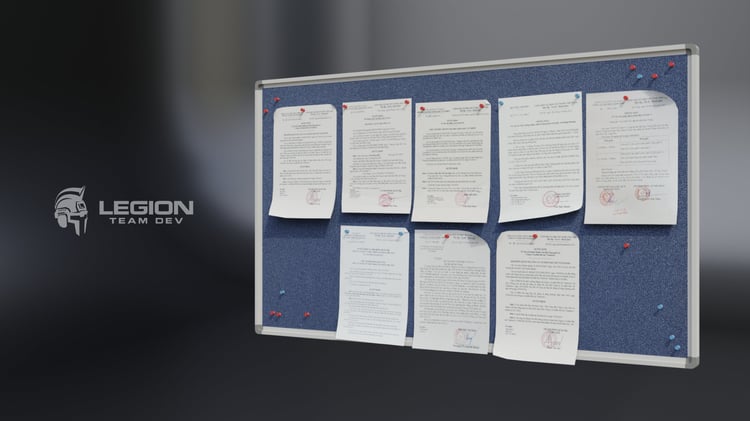 Lowpoly gamerady 3D model of pinboard with papers cover image