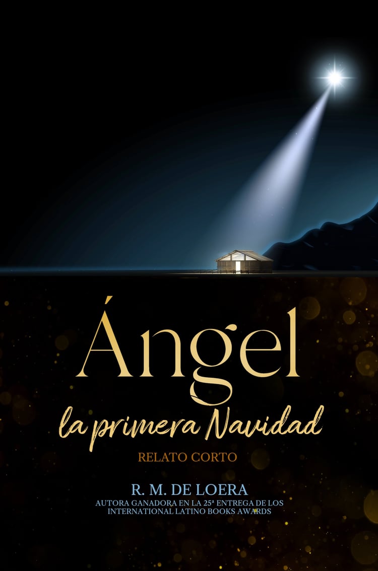 Portada Ángel la primera Navidad relato corto y romántico de discapacidad. Una casa de campo iluminada por una estrella en el cielo.