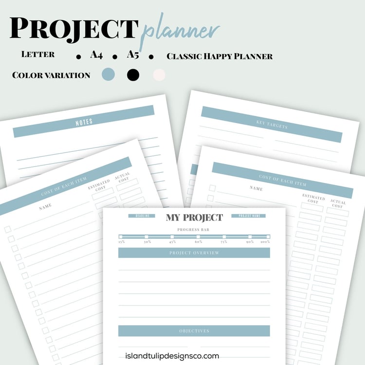 Printable planner insert Project planner