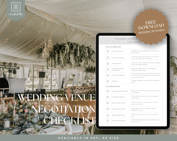 Free Download Wedding Checklist to help bride navigating the journey of wedding preparations.
