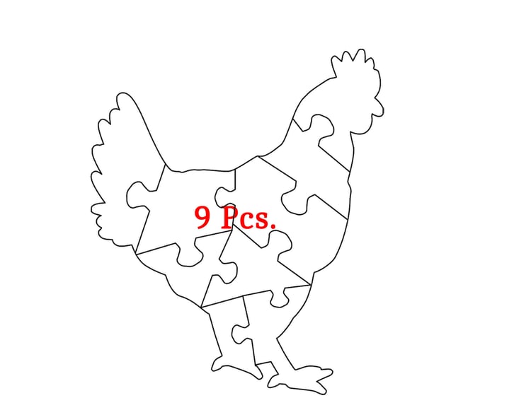 9 Pcs. Farm Animal Chicken Puzzle Template .