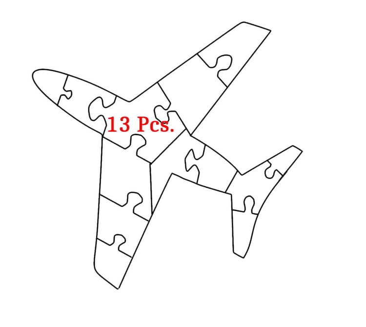 Airplane Jigsaw Puzzle Template.