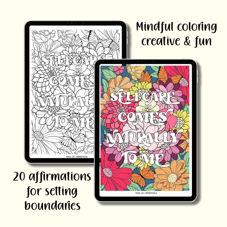 affirmation coloring pages on tablet