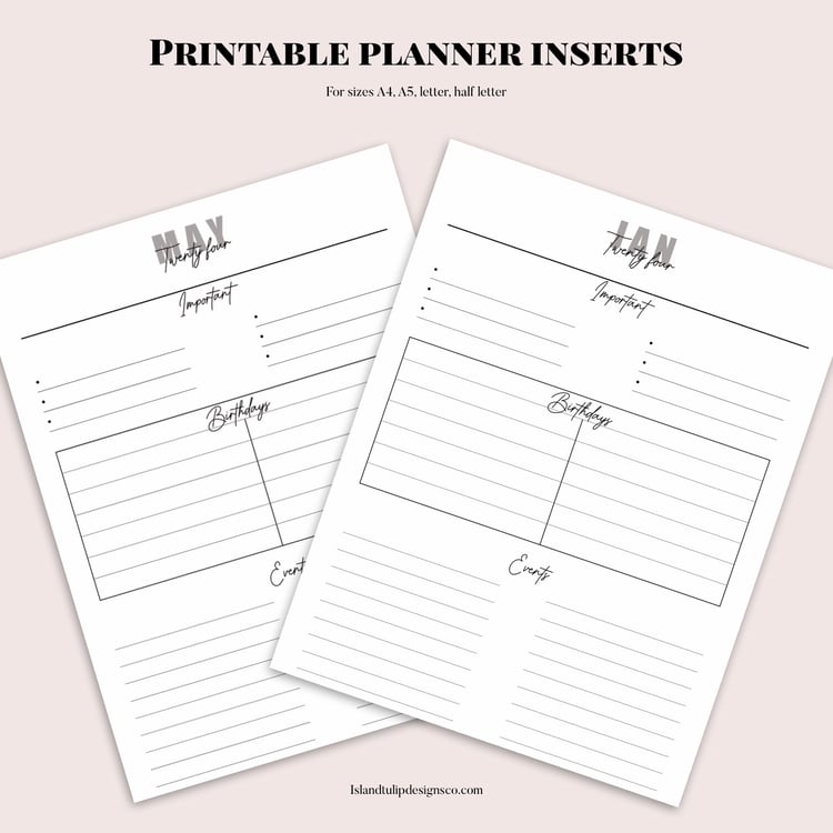 Printable Monthly Dash Planner Insert