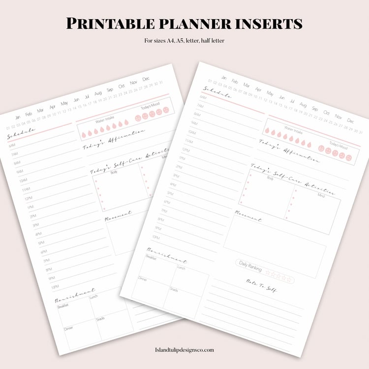 Printable Undated Daily Planner Insert