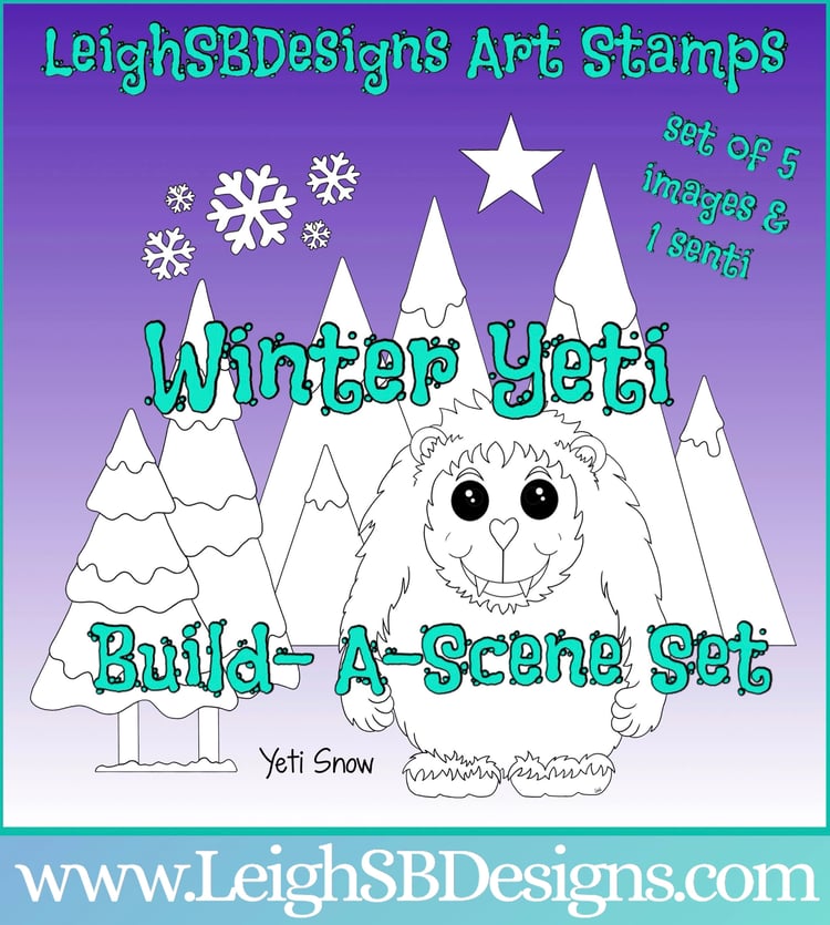 LeighSBDesigns Winter Yeti Build-a-Scene set
