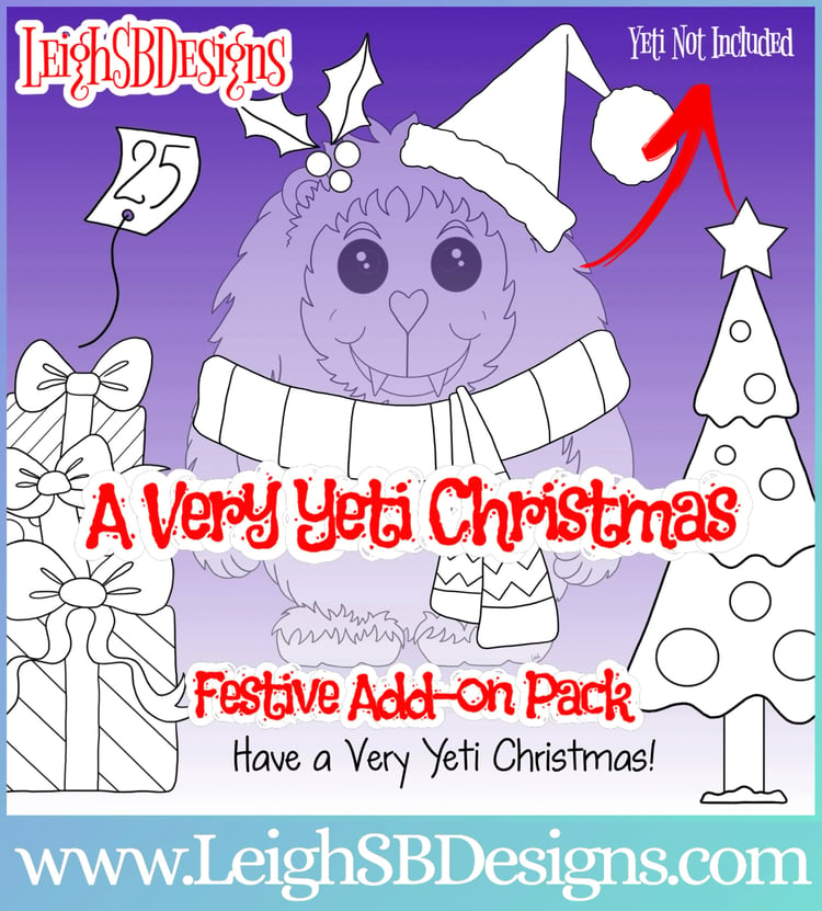 LeighSBDesigns A Very Yeti Christmas Festive Build-a-Scene Add-on Pack