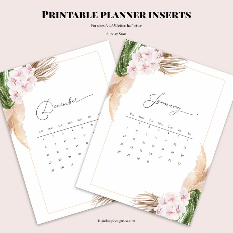 Printable Monthly Planner Insert