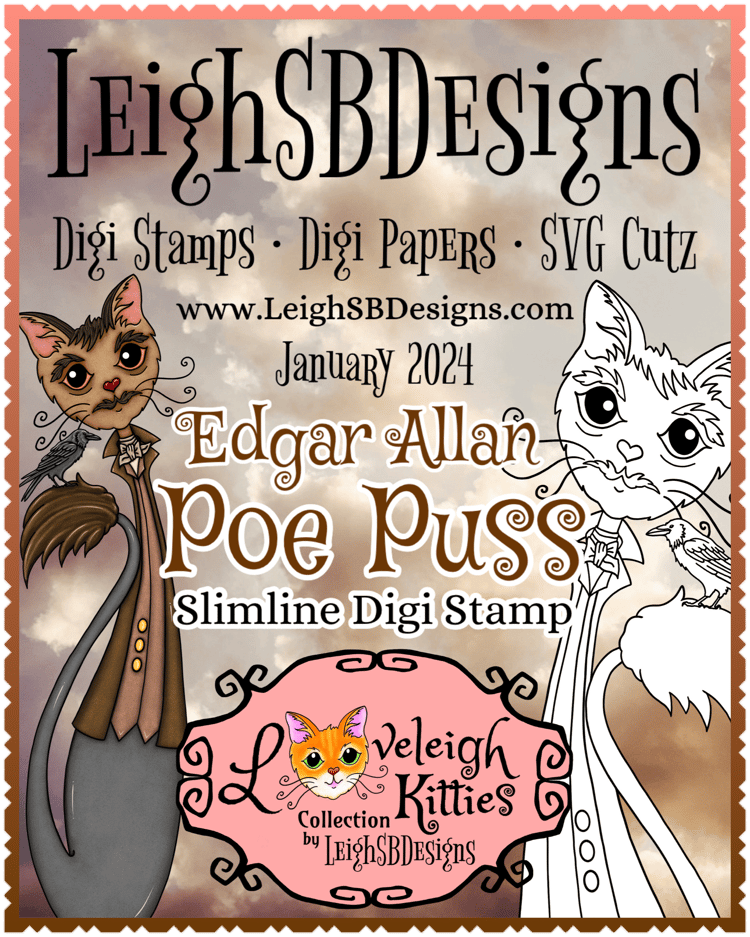 LeighSBDesigns Edgar Allan POE Puss