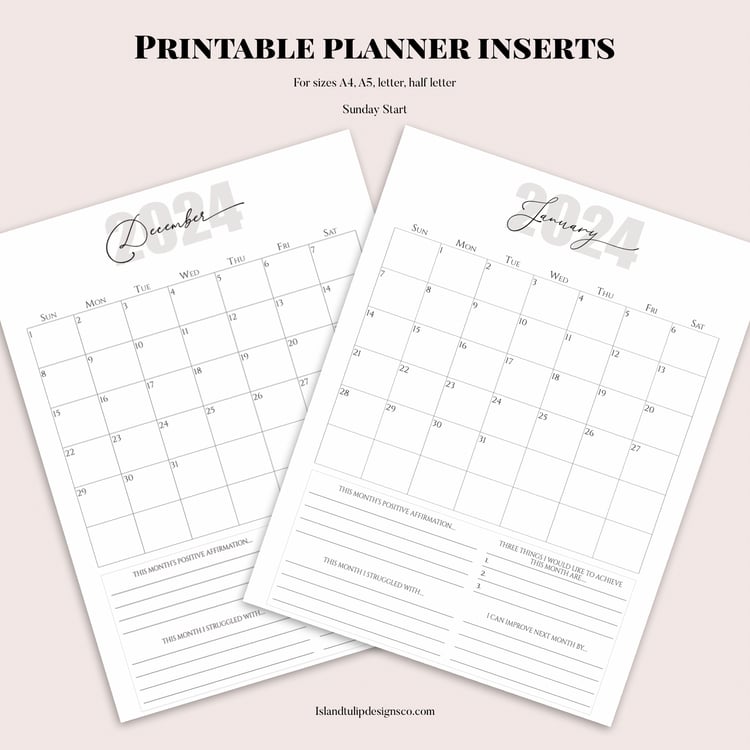 Printable 2024 Monthly Planner Insert