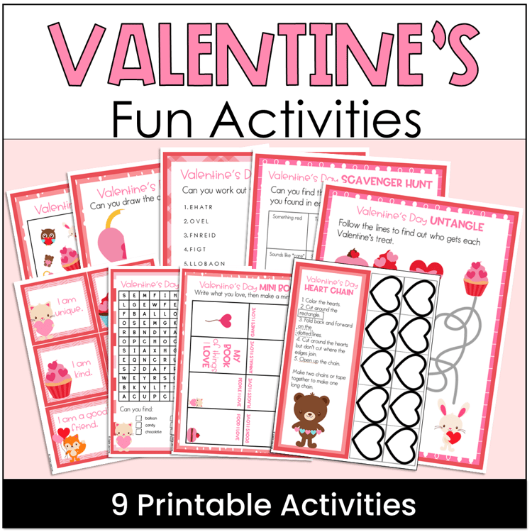 Valentine printable activities.