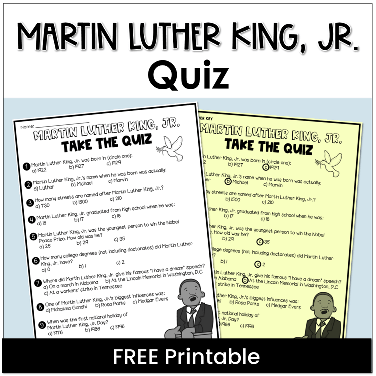 A free quiz about Martin Luther King, Jr.