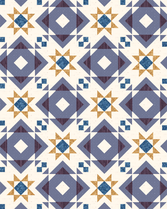 Quilt pattern traditional star quilt block. Interlaced Stars quilt pattern by Alexandra Bordallo