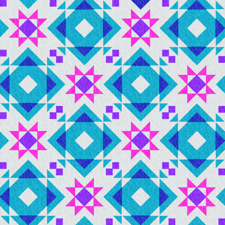 Quilt pattern traditional star quilt block. Interlaced Stars quilt pattern by Alexandra Bordallo. Libs Elliot Phosphor fabric Andover Fabrics