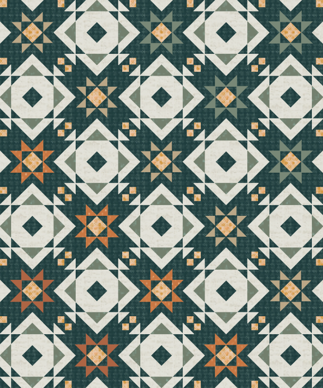 Interlaced Stars quilt kit featuring Juniper fabric collection by Sharon Holland for Art Gallery Fabrics