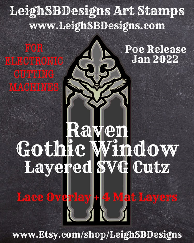 LeighSBDesigns Raven Gothic Window SVG Cutz