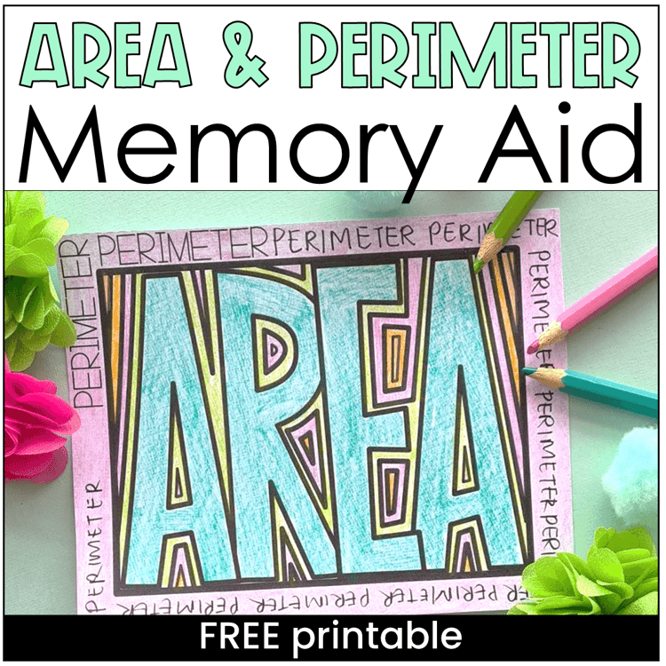 A coloring page for remembering the difference between area and perimeter.