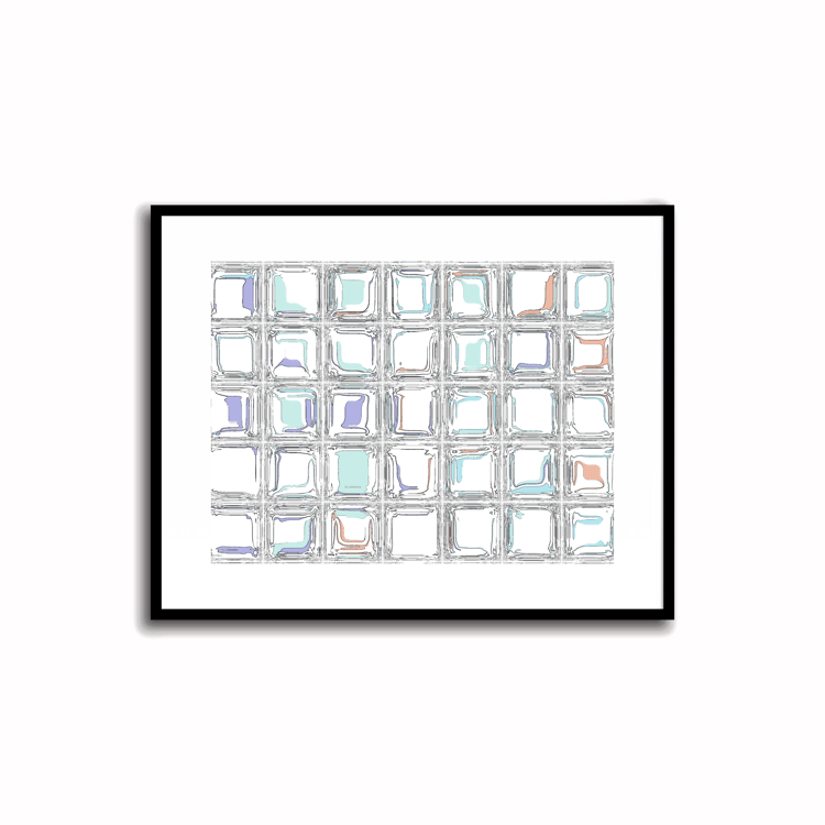 Bright and modern abstract printable art in Periwinkle Blue, Terra Cotta, Sky Blue, and Silver Sage colors. Perfect for wall, desk, and shelf decor.