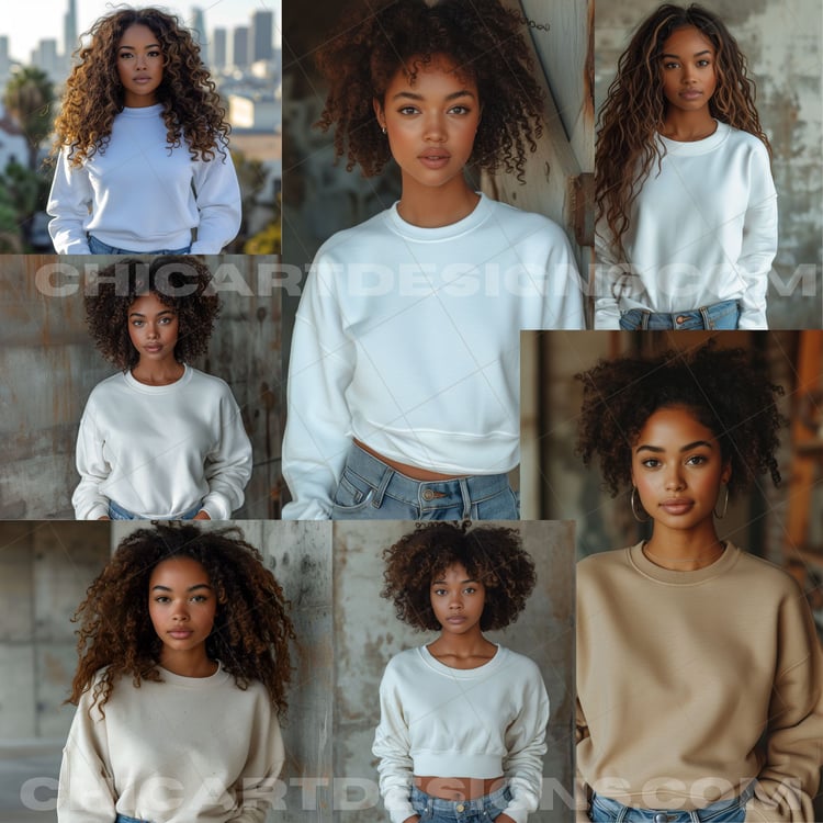 black women white and tan sweatshirt mockups, eggshell, beige