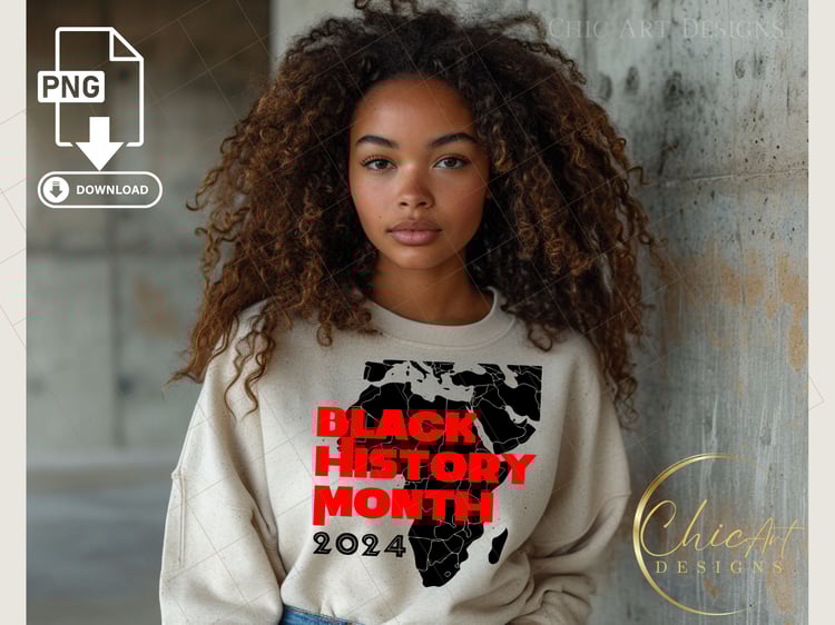 Black woman wearing black history month png tshirt design, African continent