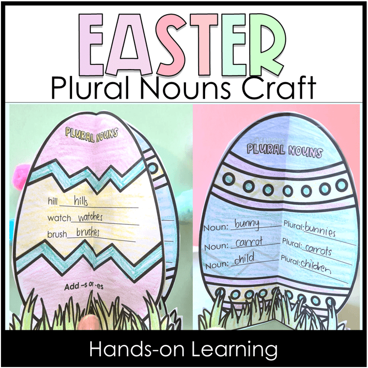 Two Easter eggs with plural nouns on them.