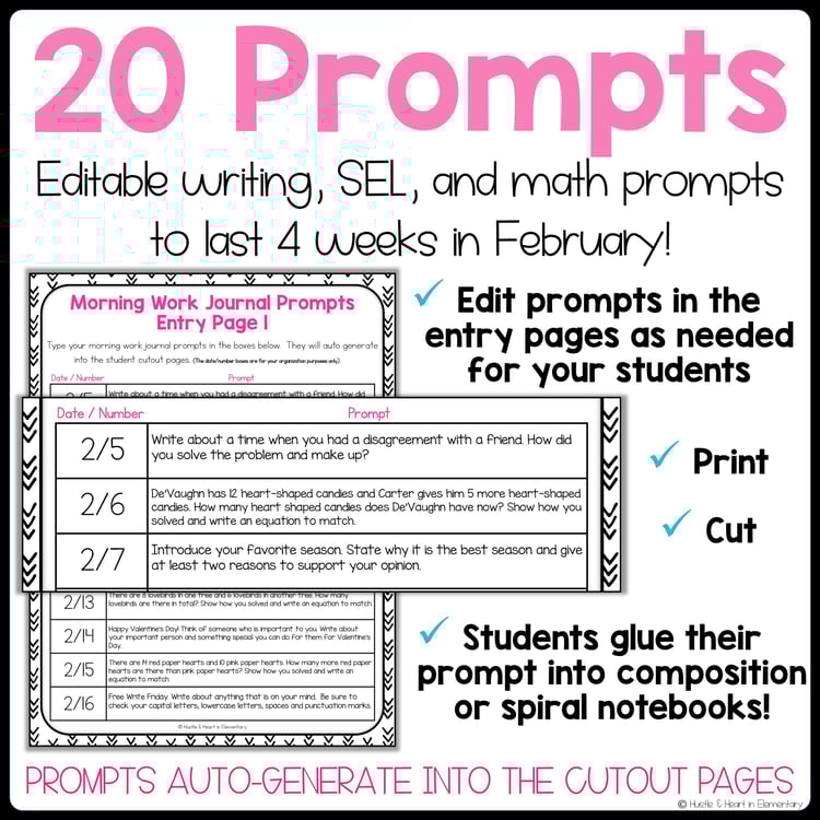 1st grade morning work journal prompts