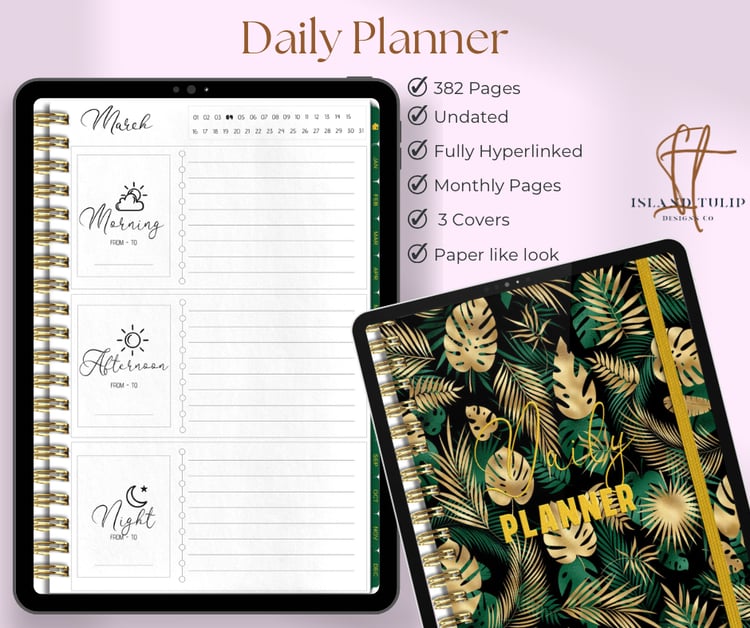 Undated daily digital planner GoodNotes